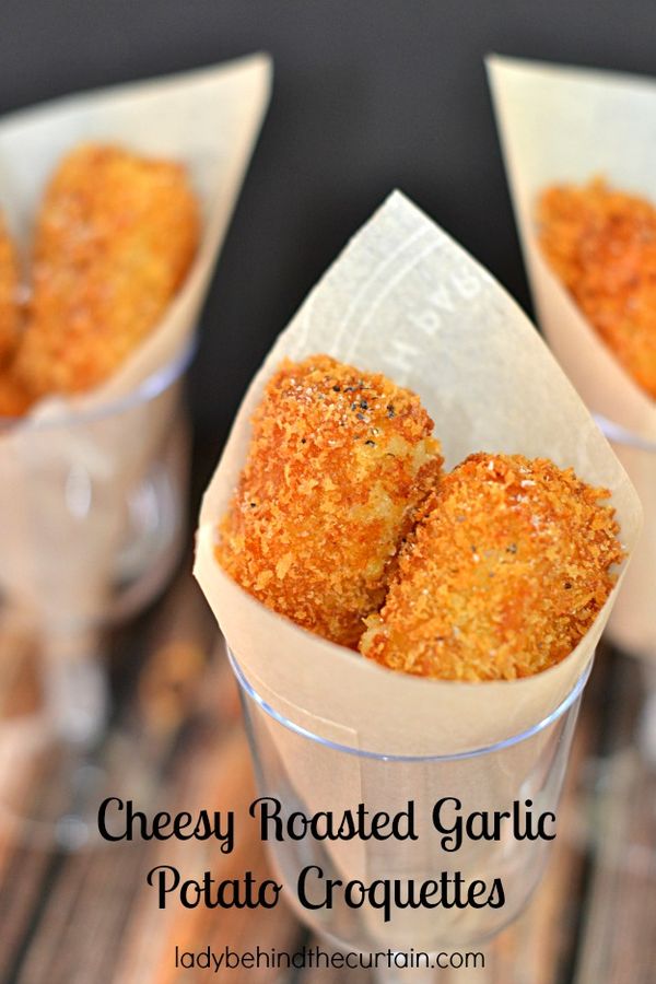 Cheesy Roasted Garlic Potato Croquettes