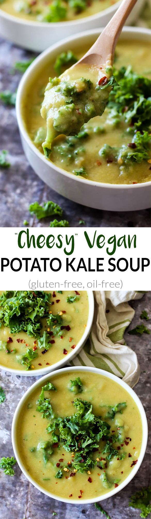 Cheesy Vegan Potato Kale Soup