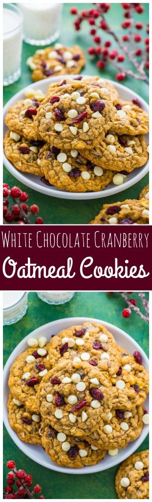 Chewy White Chocolate Cranberry Oatmeal Cookies