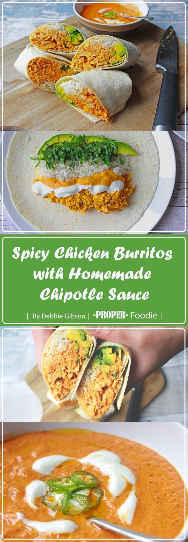 Chicken burritos with homemade chipotle sauce