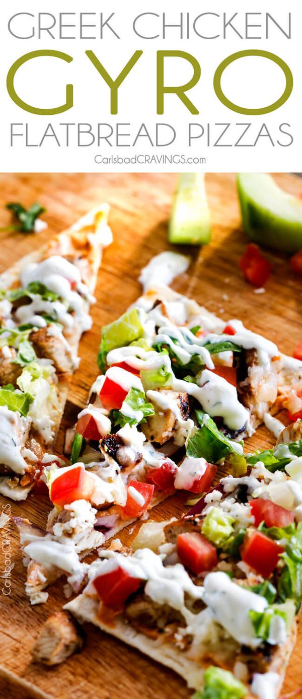 Chicken Gyro Flatbread Pizzas