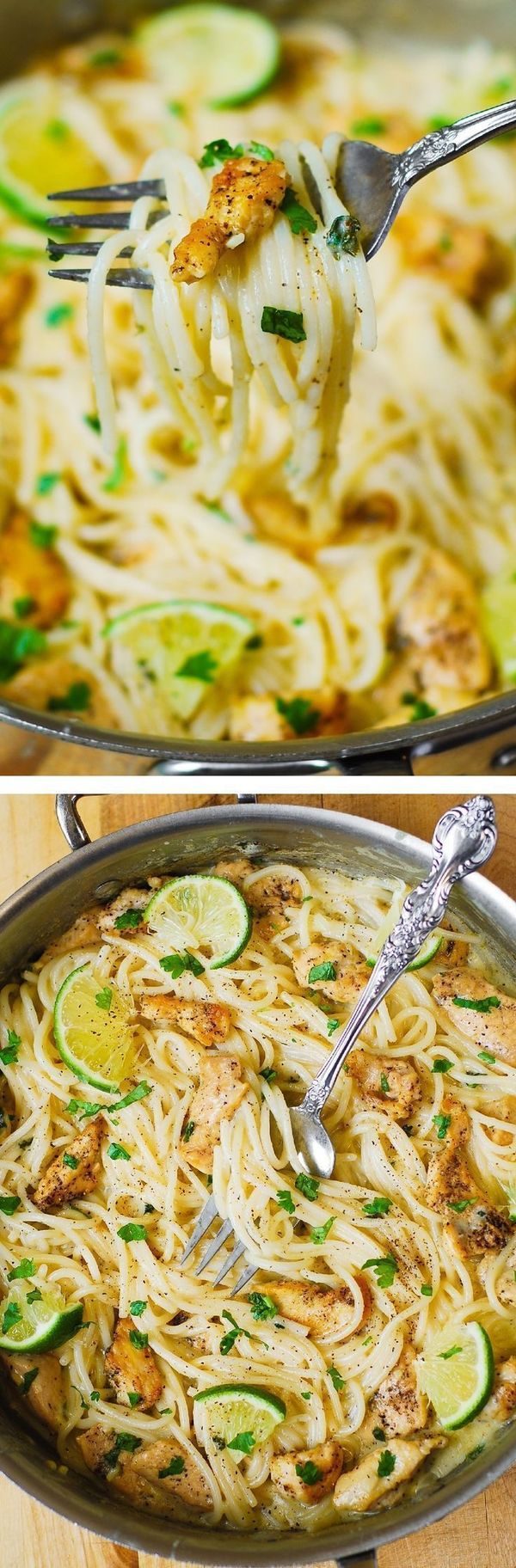 Chicken Pasta with Creamy Cilantro-Lime Alfredo Sauce