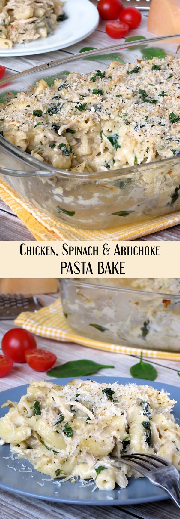 Chicken, Spinach And Artichoke Pasta Bake