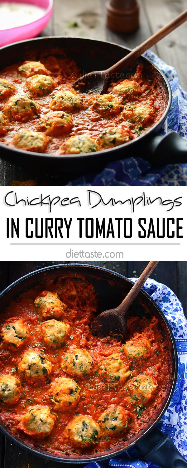 Chickpea Dumplings in Curry Tomato Sauce