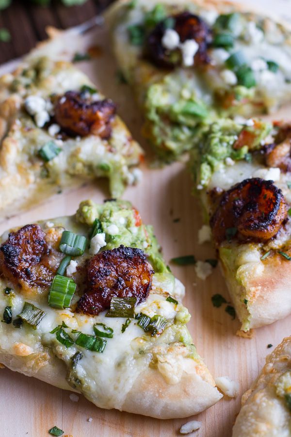 Chipotle Cajun Shrimp and Guacamole Pizza