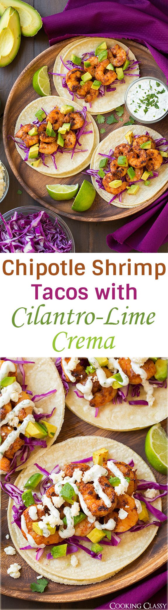 Chipotle Shrimp Tacos with Cilantro-Lime Crema