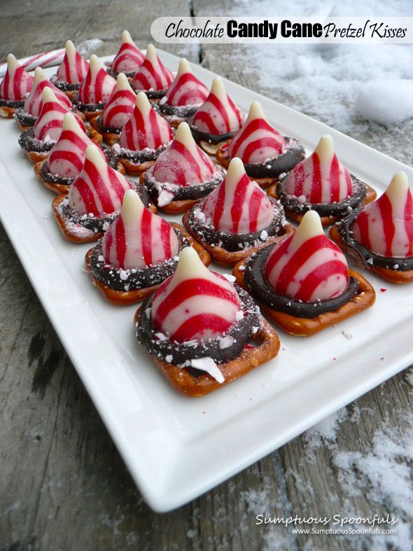 Chocolate Candy Cane Pretzel Kisses