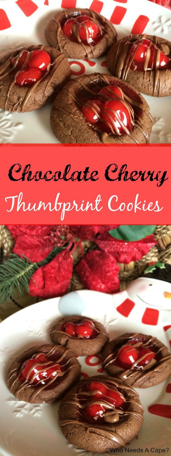 Chocolate Cherry Thumbprint Cookies