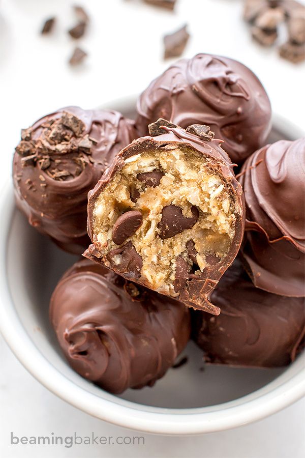 Chocolate Chip Cookie Dough Truffles (Vegan, Gluten Free