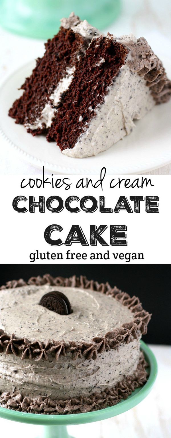 Chocolate Cookies and Cream Cake (Gluten Free, Vegan