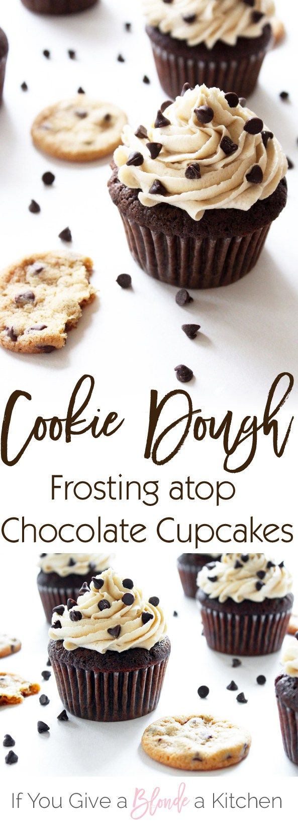 Chocolate Cupcakes with Cookie Dough Frosting