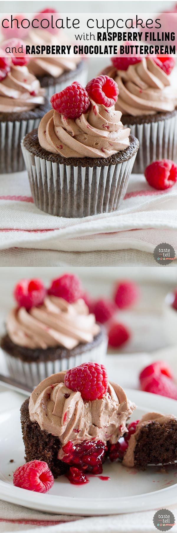 Chocolate Cupcakes with Raspberry Filling and Raspberry Chocolate Buttercream