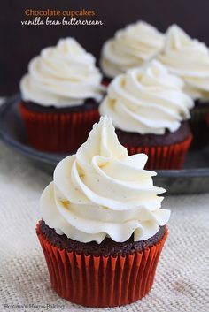 Chocolate cupcakes with vanilla bean buttercream