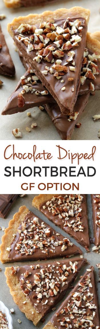 Chocolate Dipped Brown Sugar Shortbread (gluten-free, whole wheat, all-purpose flour options