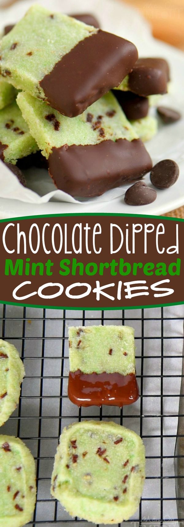 Chocolate Dipped Mint Shortbread Cookies