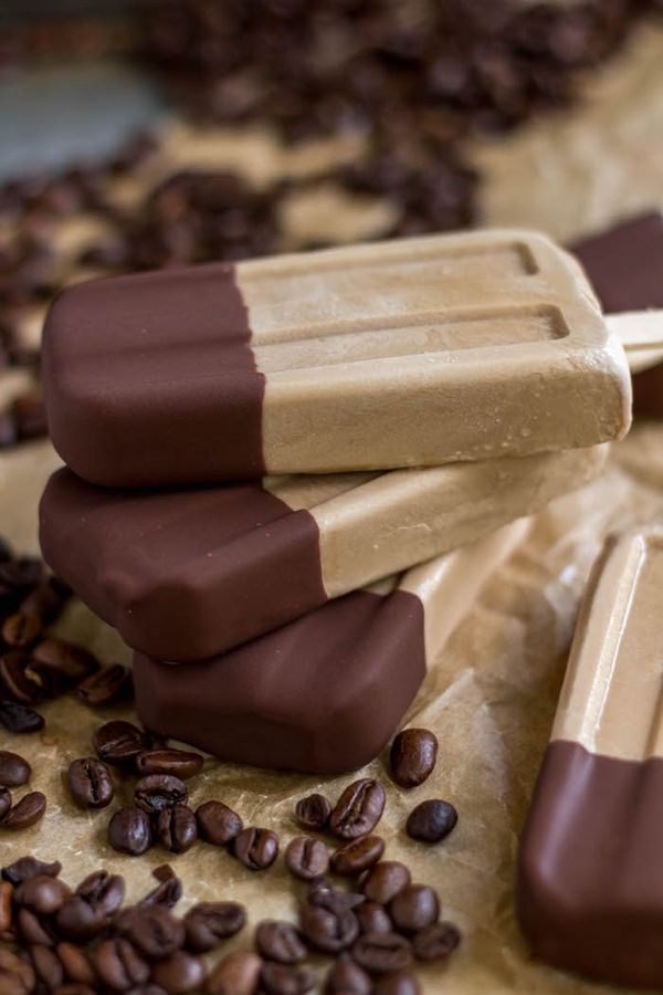 Chocolate-Dipped Mocha Iced Coffee Popsicles