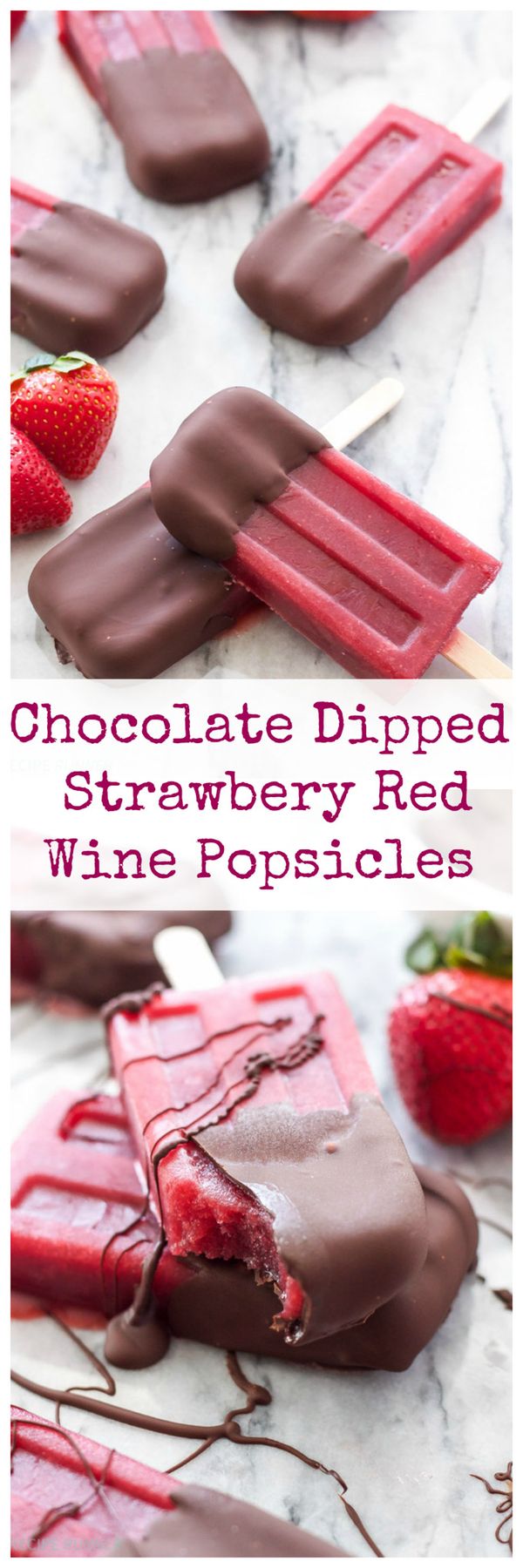 Chocolate Dipped Strawberry Red Wine Popsicles