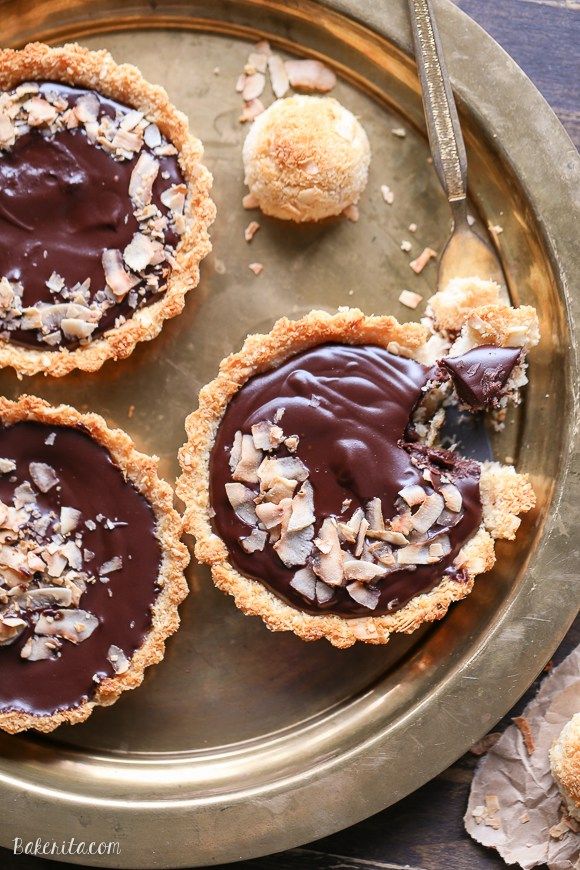 Chocolate Ganache Tarts with Coconut Macaroon Crust (GF + Paleo