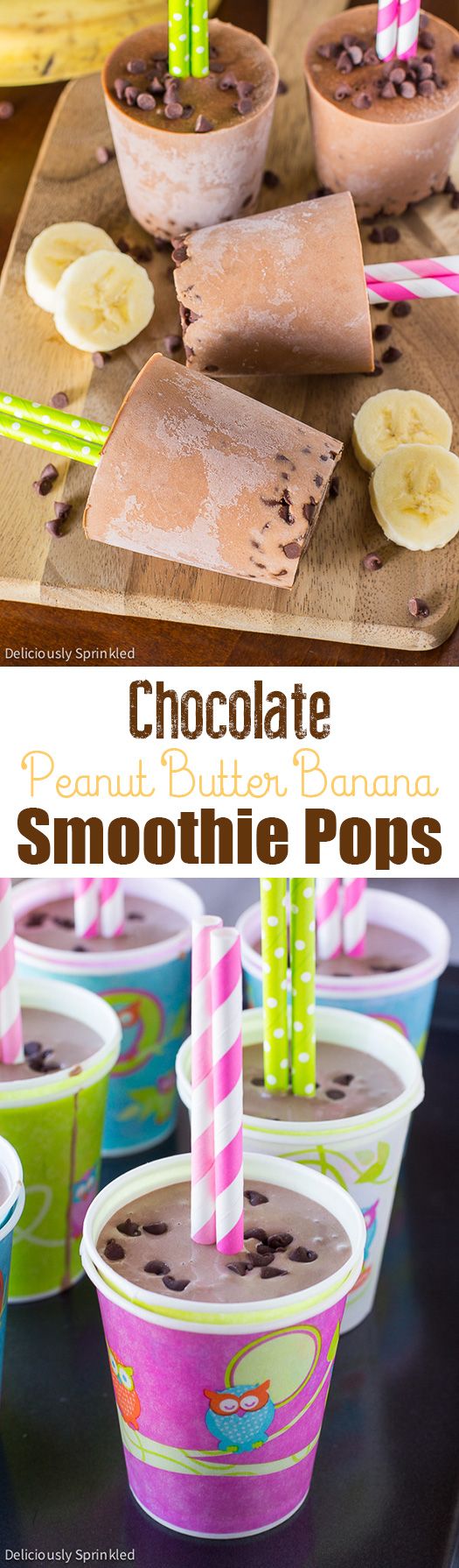 Chocolate Peanut Butter Banana Smoothie Pops