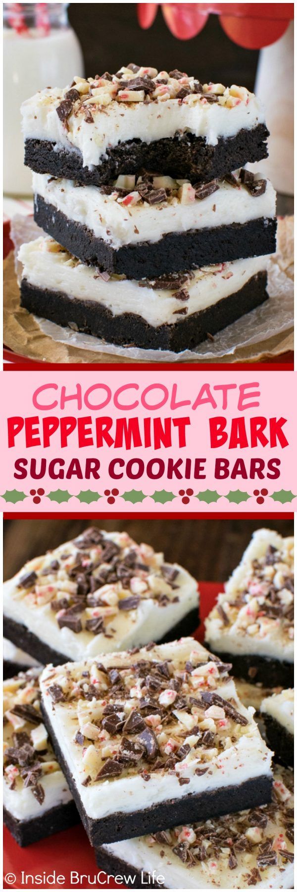 Chocolate Peppermint Bark Sugar Cookie Bars