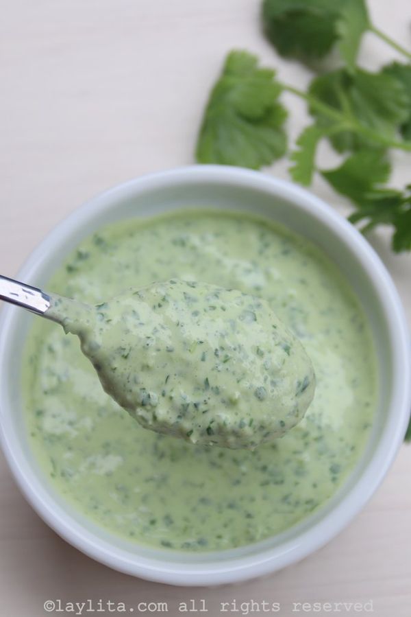 Cilantro jalapeño yogurt sauce or dip