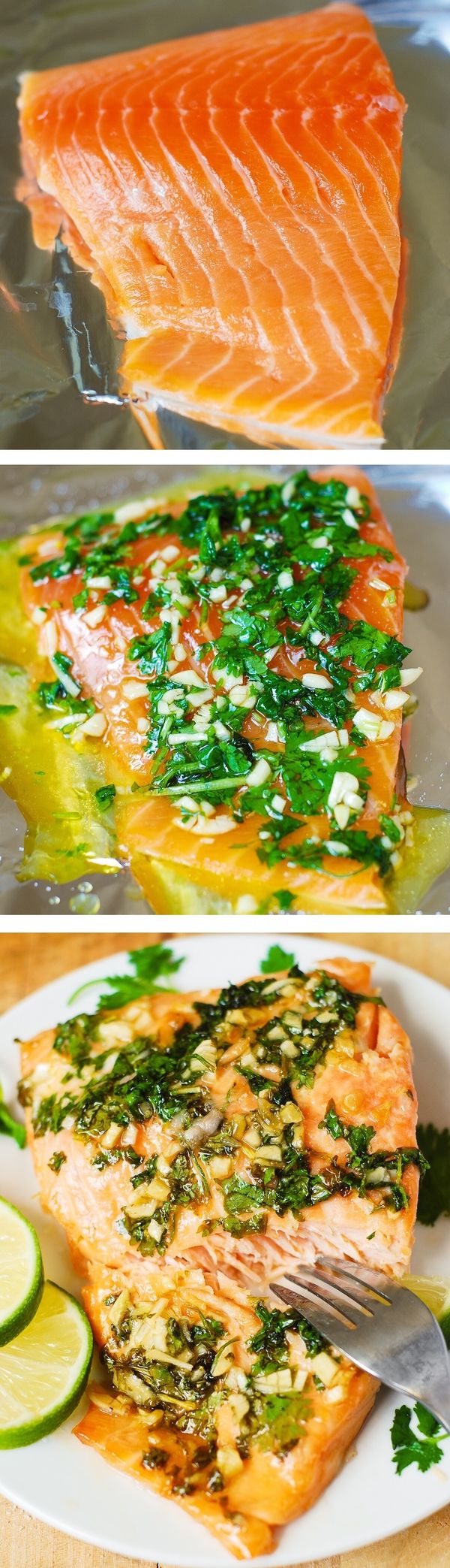 Cilantro-Lime Honey Garlic Salmon (baked in foil