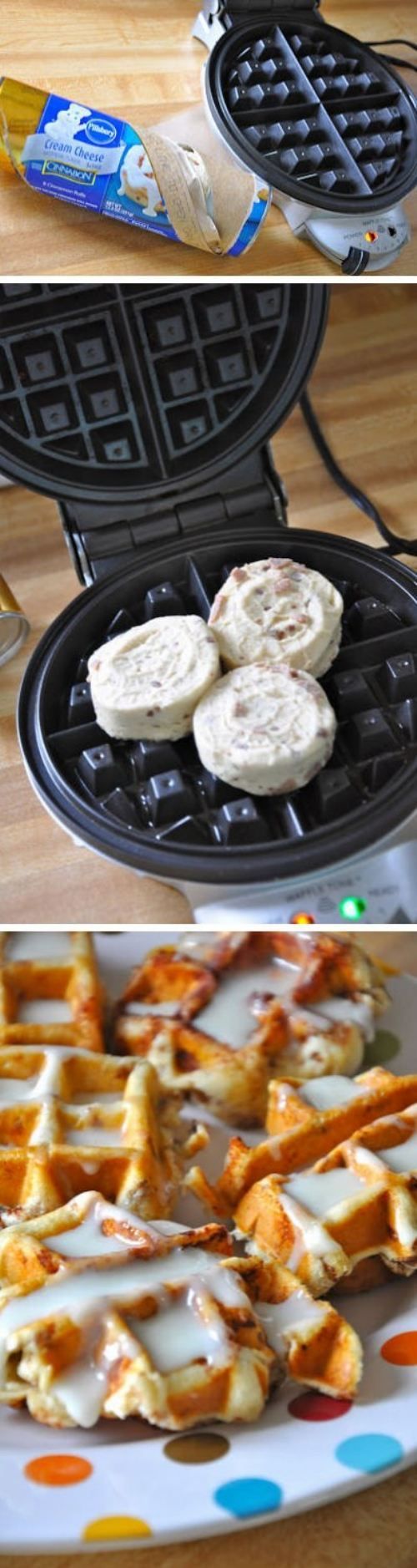 Cinnamon Roll Waffles with Cream Cheese Glaze