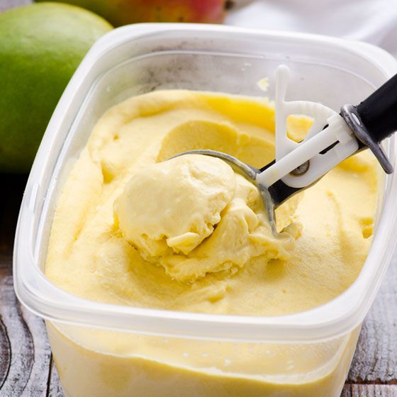 Clean Eating No Churn Mango Ice Cream