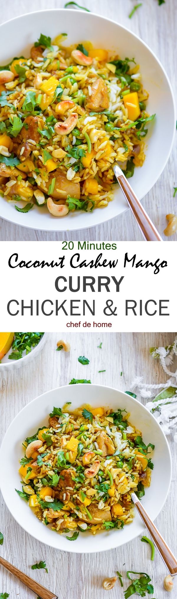 Coconut Cashew Curry Chicken and Rice with Mango