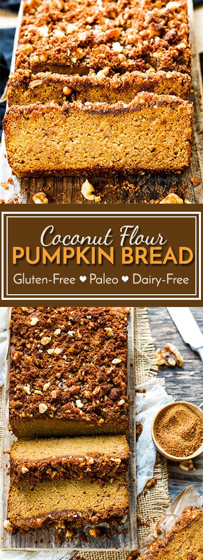 Coconut Flour Pumpkin Bread with Crumb Topping