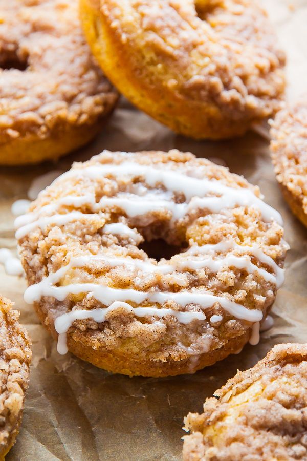 Coffee Cake Donuts with Vanilla Glaze