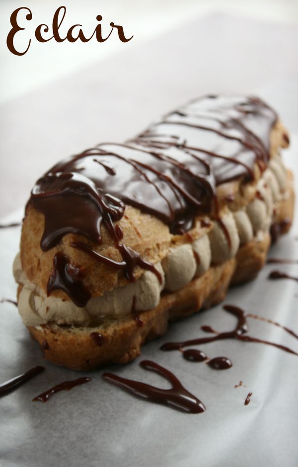 Coffee Cream filled Eclairs with Kahlua Chocolate Glaze