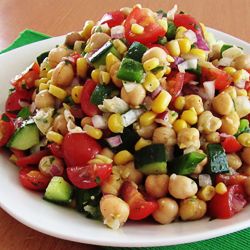 Corn and Chickpea Fiesta Salad with Cilantro-Lime Vinaigrette