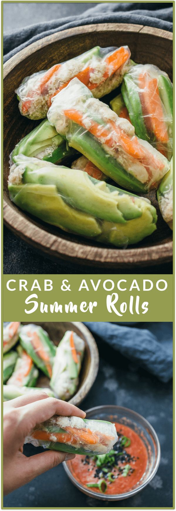 Crab and avocado summer rolls