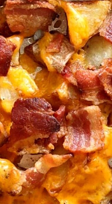 Crack-tatoes aka roasted potatoes with bacon and cheese