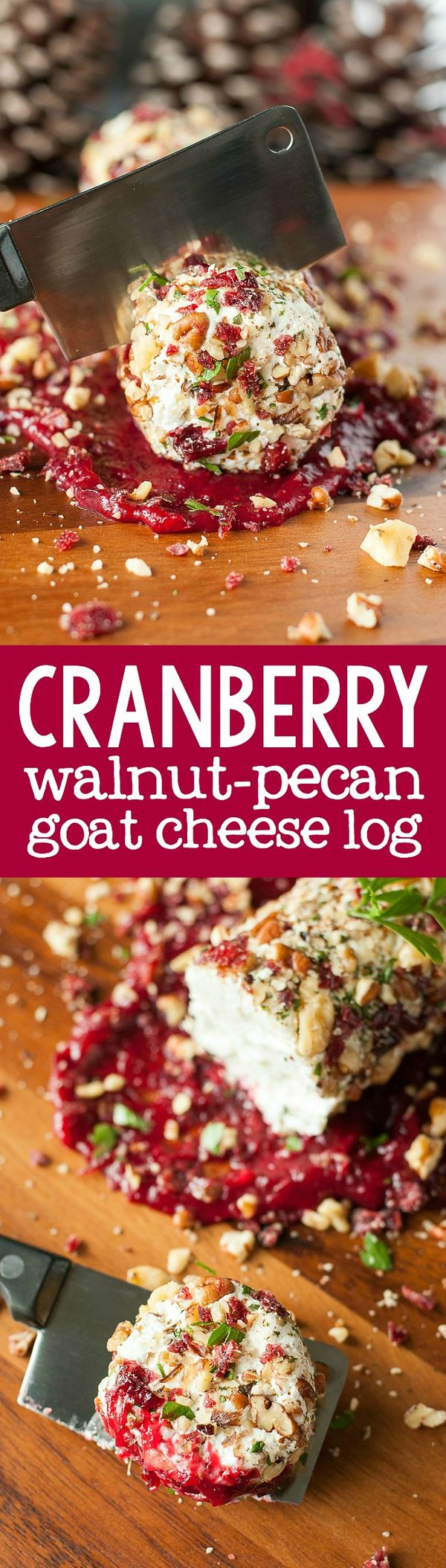 Cranberry Goat Cheese Log with Walnuts, Pecans, and Parsley