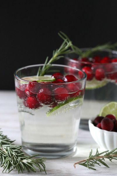 Cranberry, Lime and Rosemary White Wine Spritzer