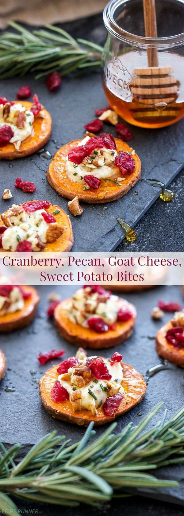 Cranberry, Pecan, Goat Cheese, Sweet Potato Bites