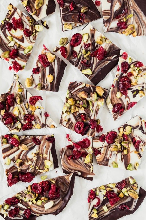 Cranberry pistachio chocolate bark