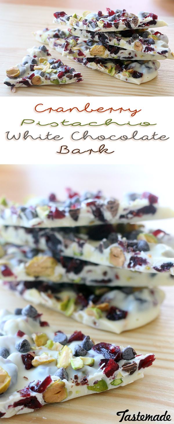 Cranberry Pistachio White Chocolate Bark