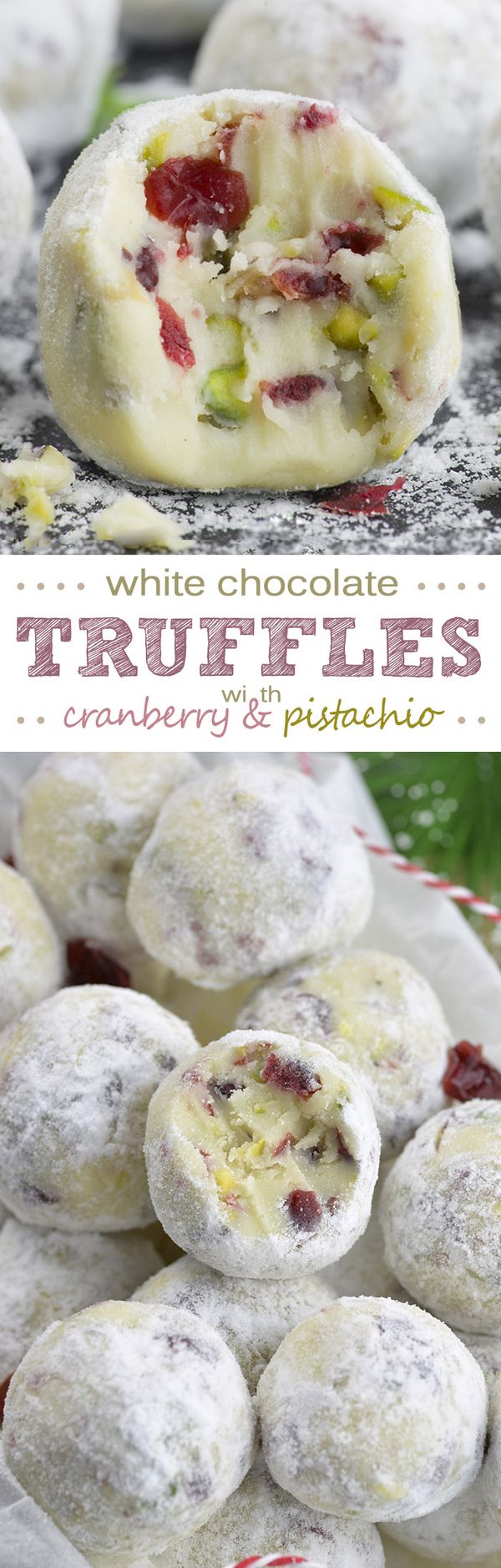 Cranberry Pistachio White Chocolate Truffles