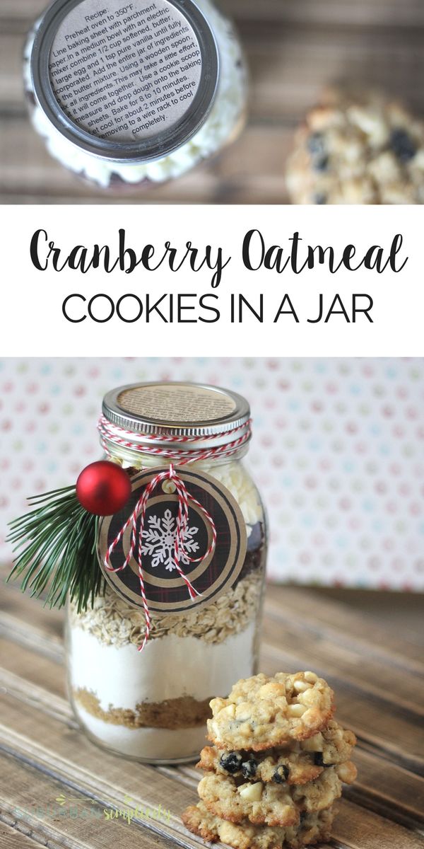 Cranberry White Chocolate Oatmeal Cookies In a Jar