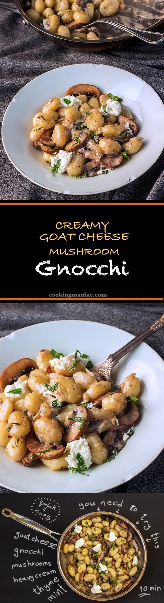 Creamy Goat Cheese Mushroom Gnocchi