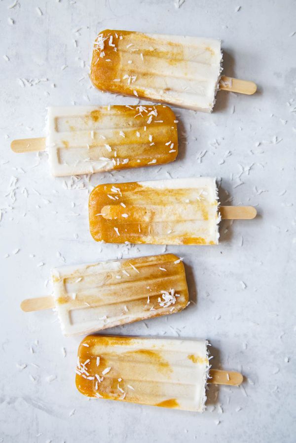 Creamy Peach, Cardamom & Coconut Popsicles