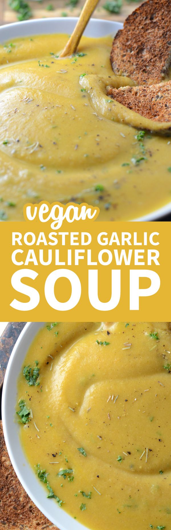 Creamy Roasted Garlic Cauliflower Soup