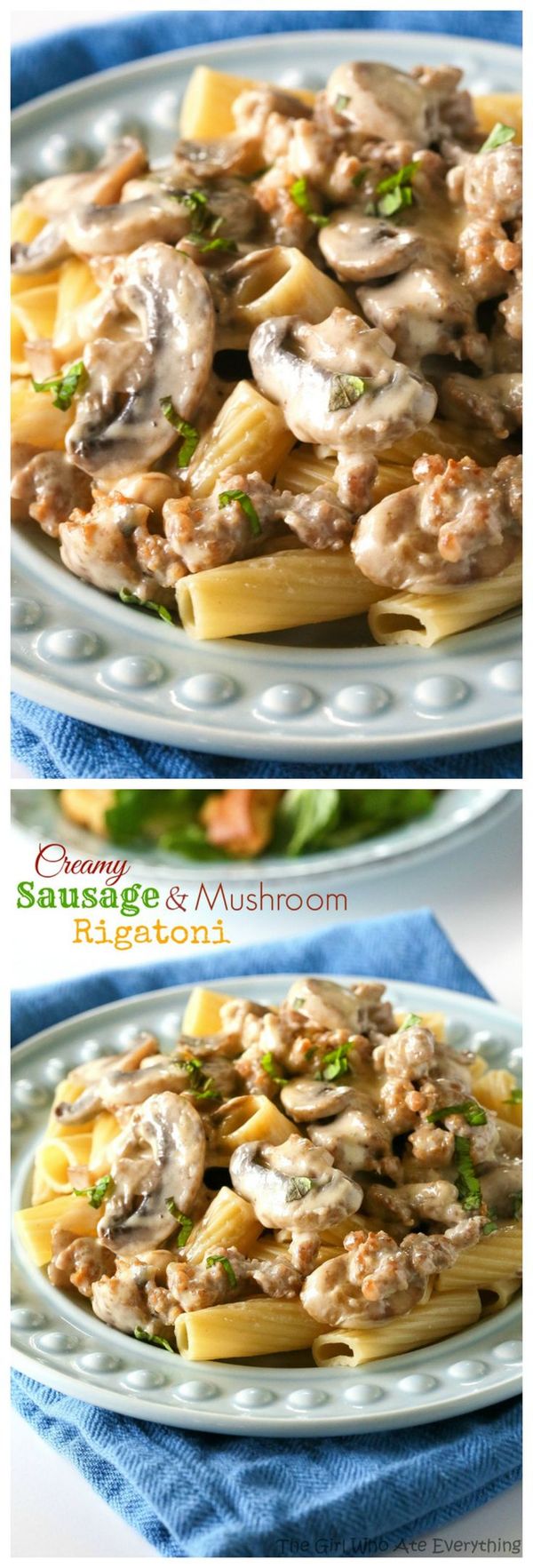 Creamy Sausage and Mushroom Rigatoni