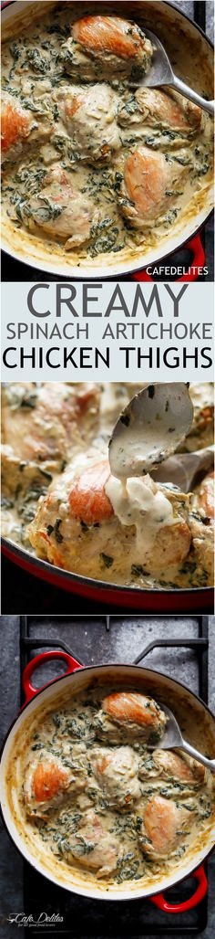 Creamy Spinach Artichoke Chicken Thighs