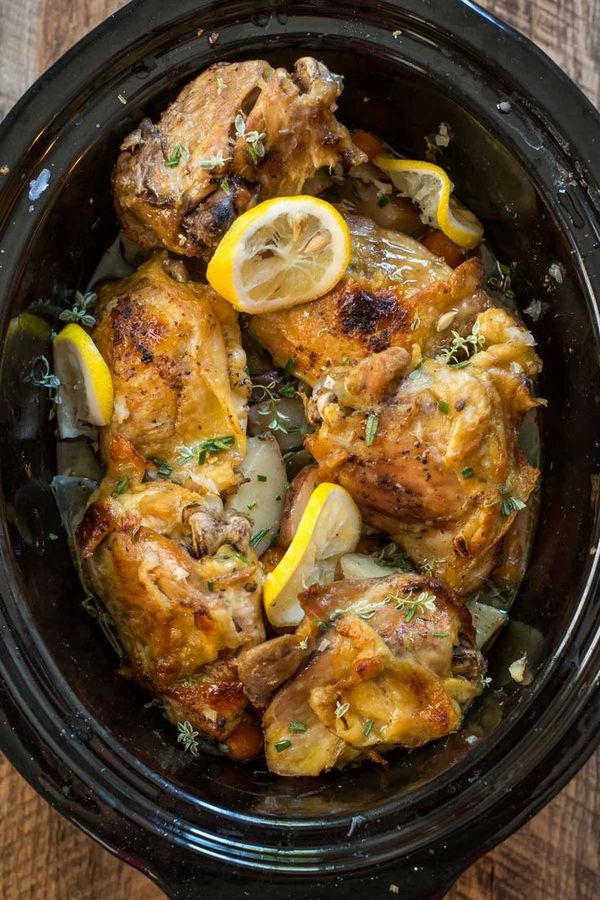 Crock Pot Lemon Garlic Chicken