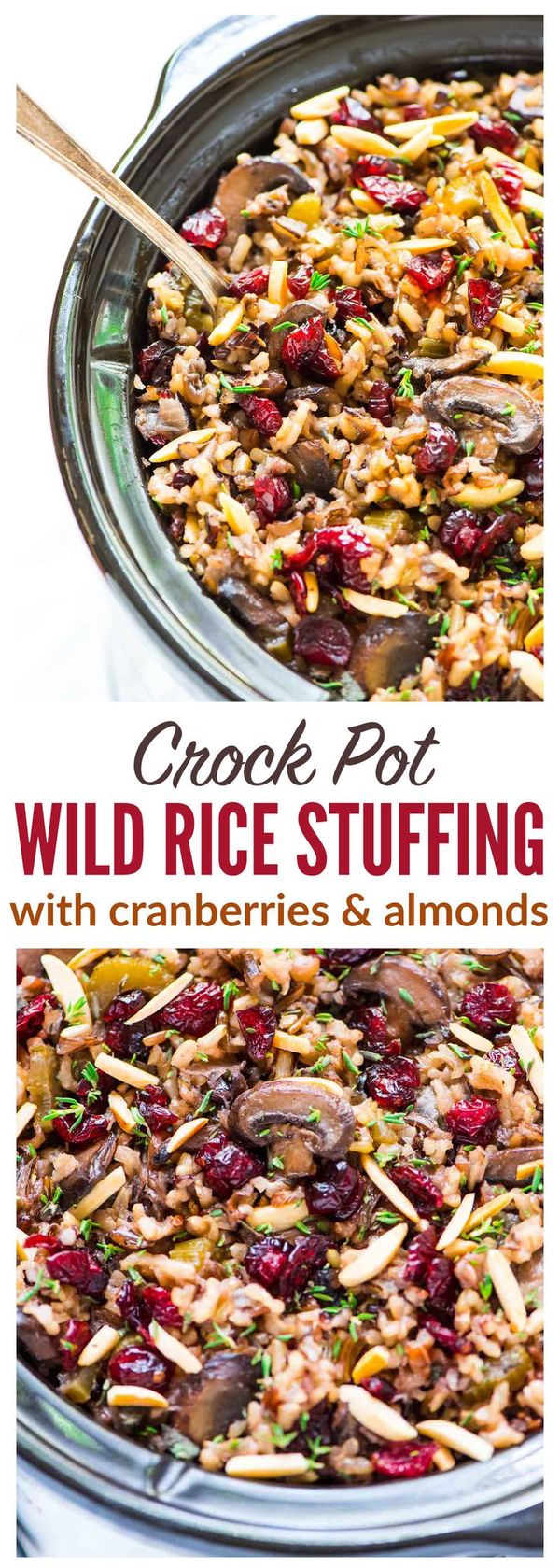 Crock Pot Stuffing with Wild Rice, Cranberries and Almonds