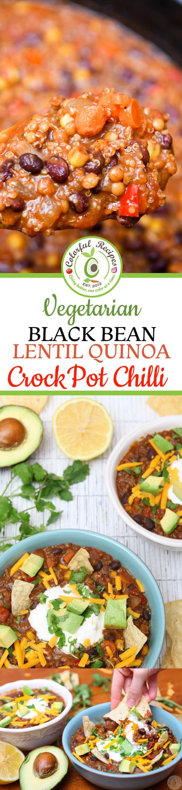 CrockPot Black Bean Lentil Quinoa Chili